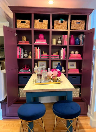 Blue and pink modern glam kitchen and contemporary open concept project |Chic Interiors and Staging | Nuha Hassan Interior Designer 