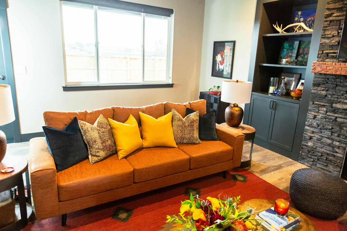 Rumble Interiors southwestern inspired colorful contemporary eclectic living room transformation designed by head interior designer stephanie castillo