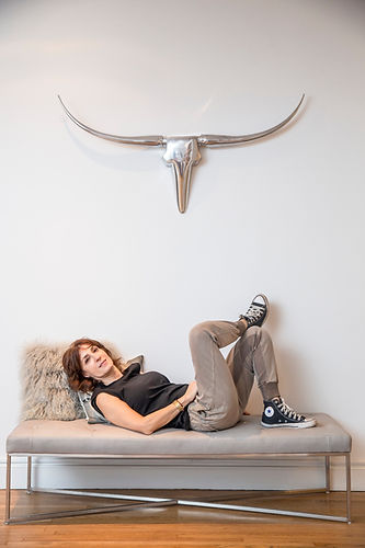 Lisa Dunefsky DBL Take Designs resting on boho glam bench