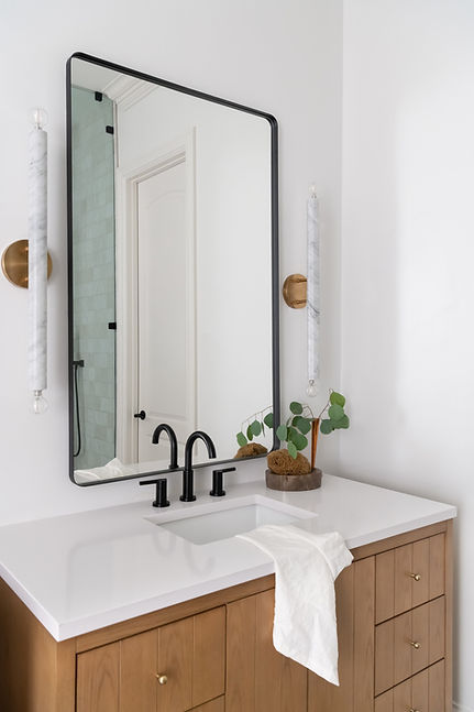 Bradie Fisher Interiors | Interior designer | Modern Clean Bathroom Renovation Soft Neutrals, calming retreat