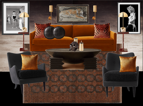 rumble interiors edesign online virtual interior design mood board | maximalist eclectic modern styling