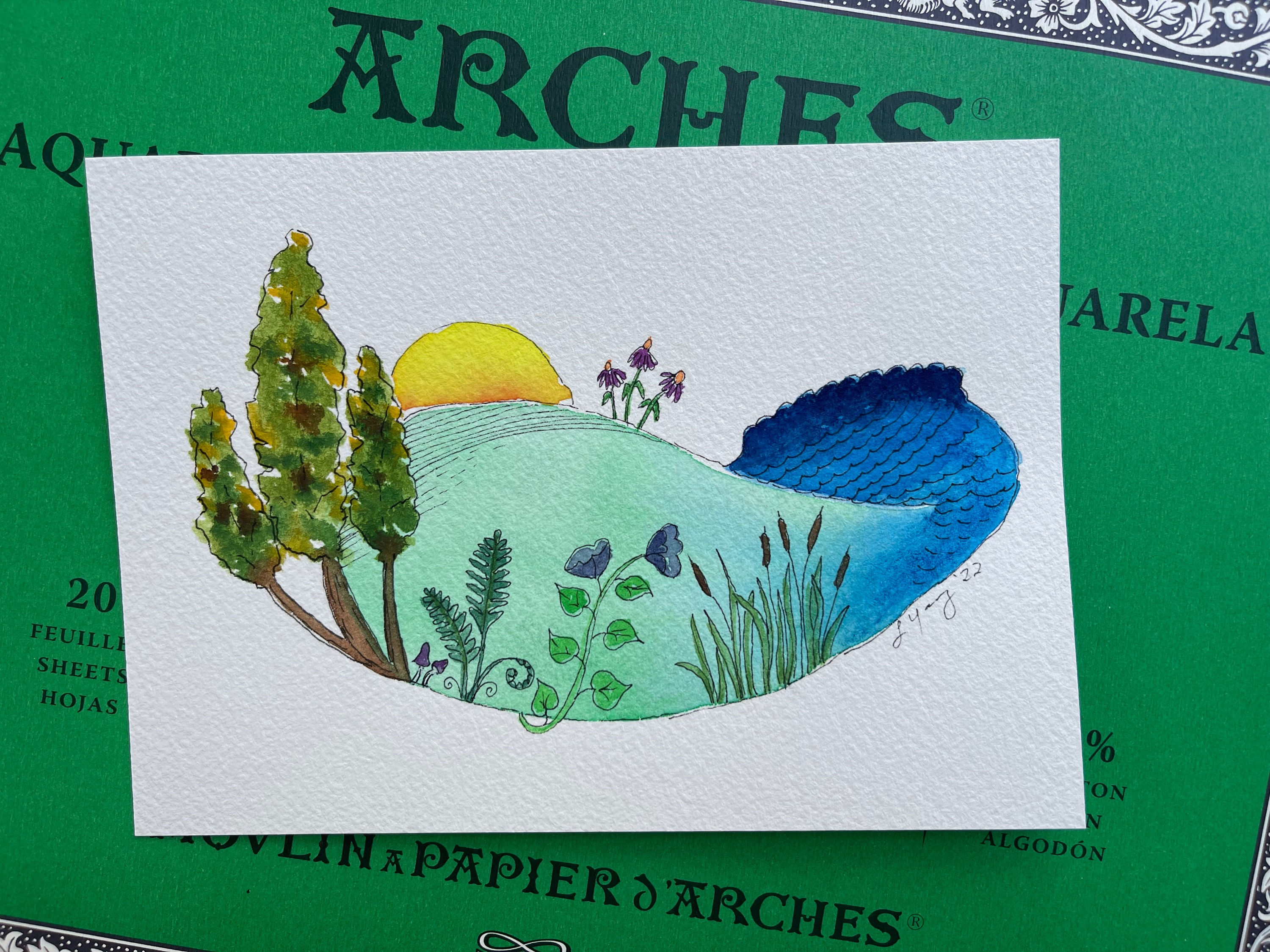 Original Watercolor Mini Landscape 5x7" ( 4 of 4)