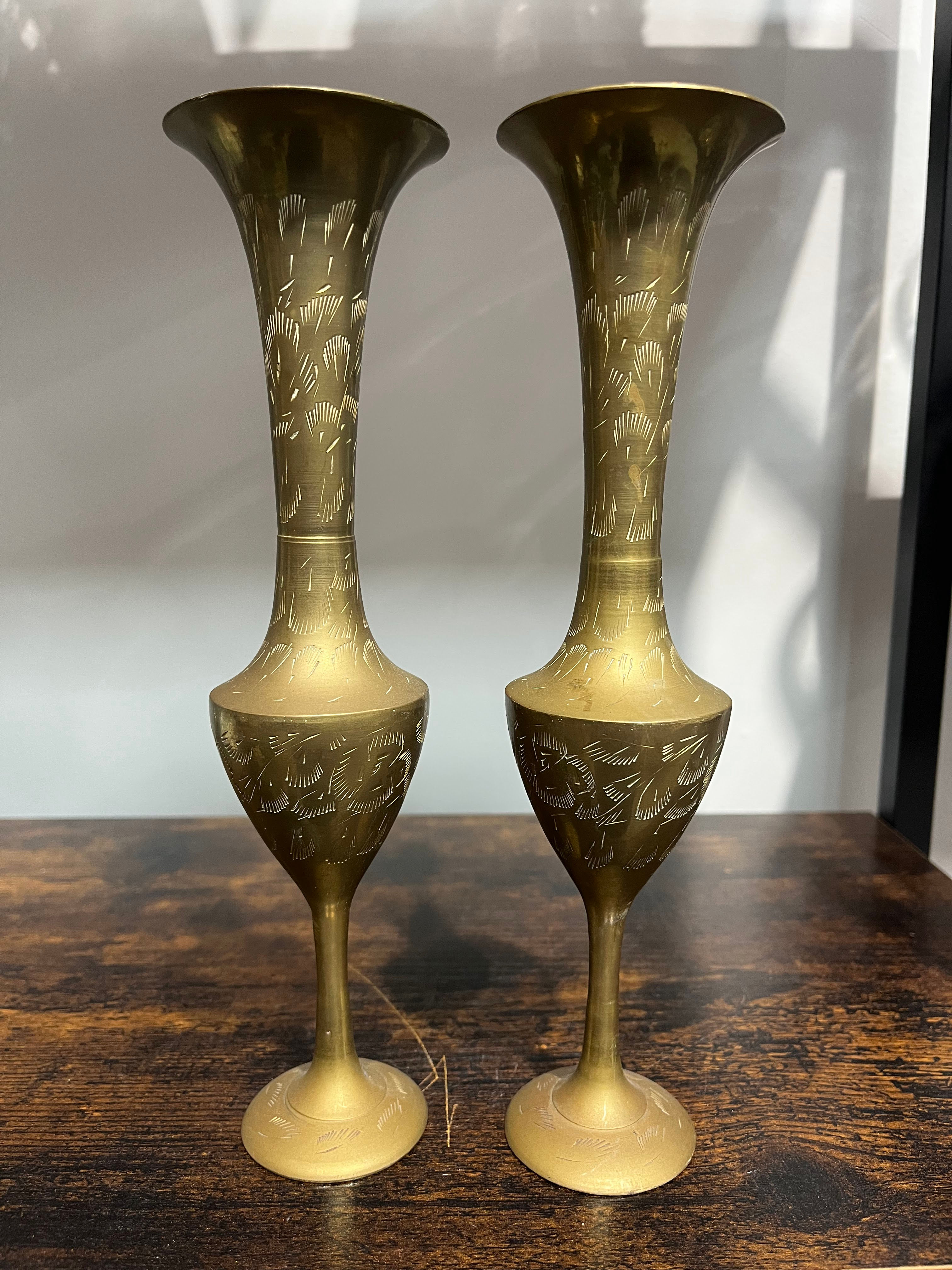 Pair of brushed gold amphoras
