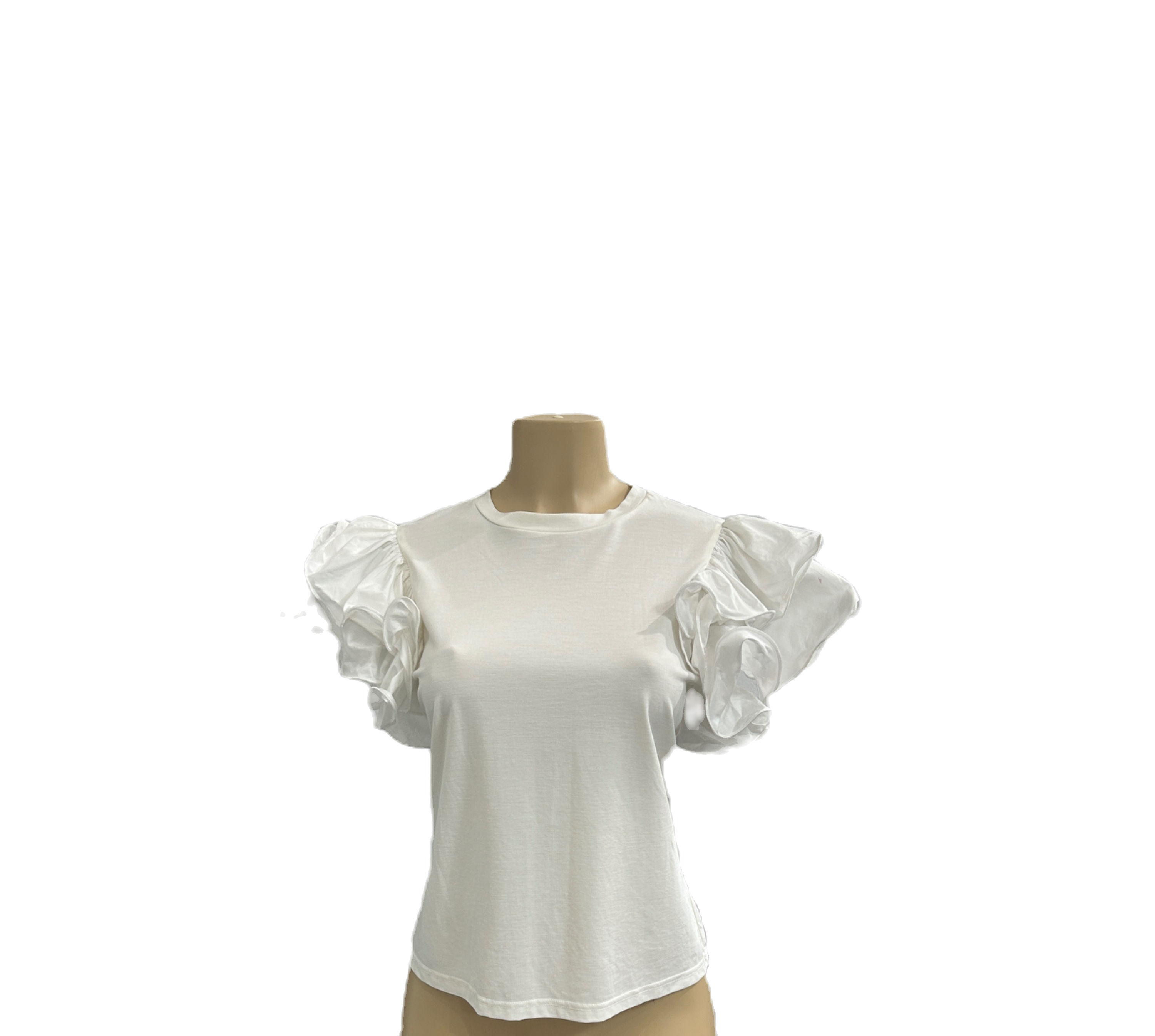White Ruffle Short Sleeve Top