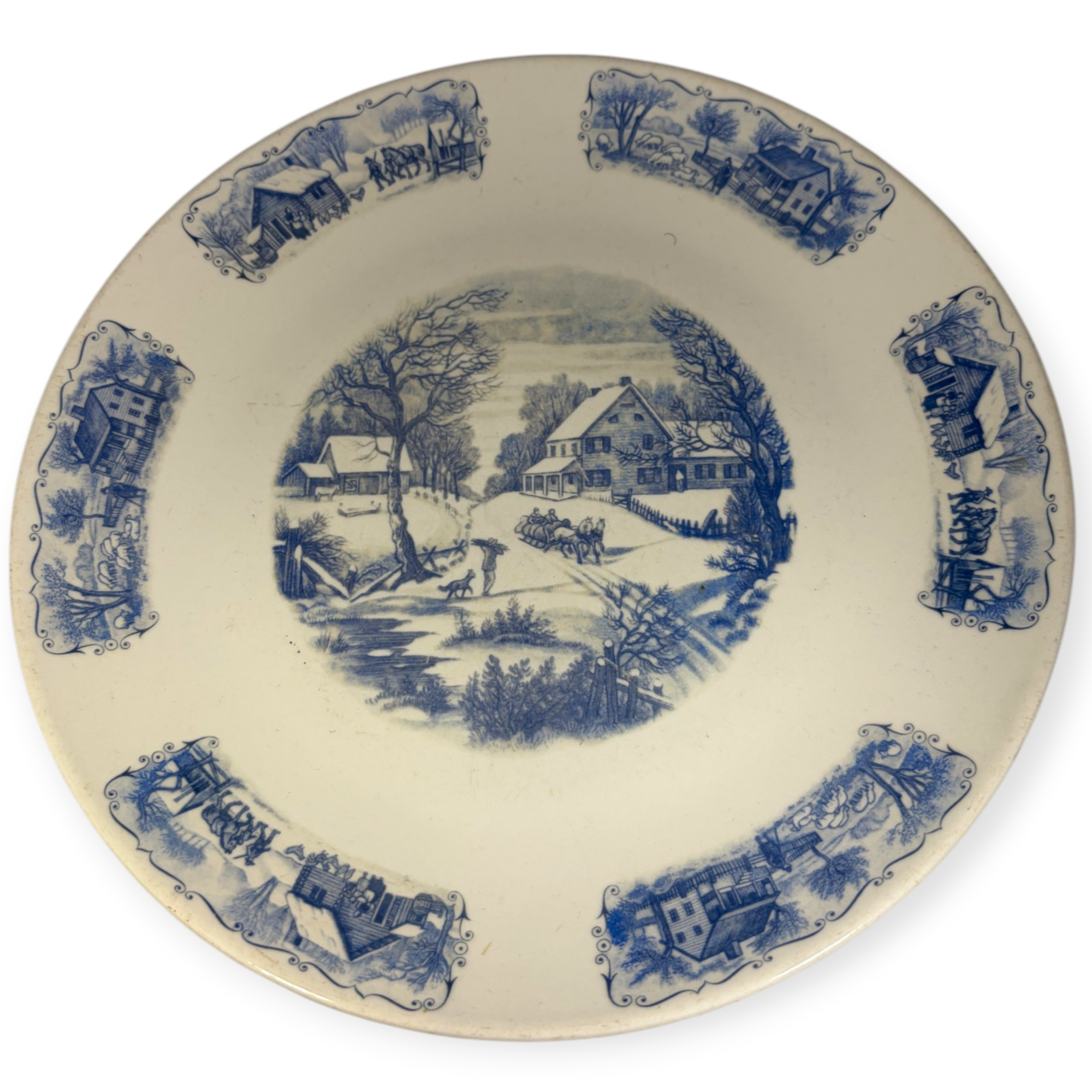 Vintage Blue Transferware Collector Plate
