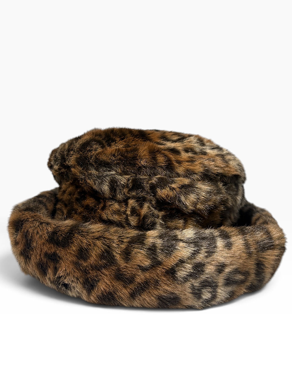 Thumbnail: Leopard Print Faux Fur Bucket-style Winter Hat