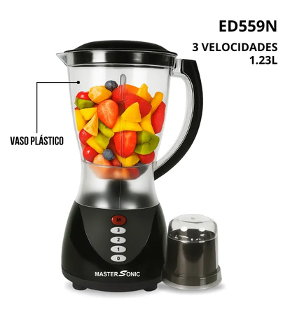 Miniatura: LICUADORA MASTERSONIC VASO PLASTICO 1.23L NEGRA 3 VELOCIDADES. Código Tebas: A37