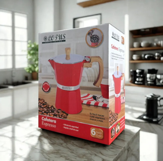 Miniatura: CAFETERA -TETERA 300ML-6 TAZAS ROJA.   Código Tebas: A9
