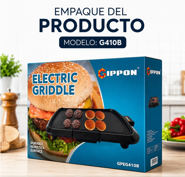 Miniatura: PLANCHA ELÉCTRICA 1200W 200°- 425° F GIPPON.    Código Tebas: A79 