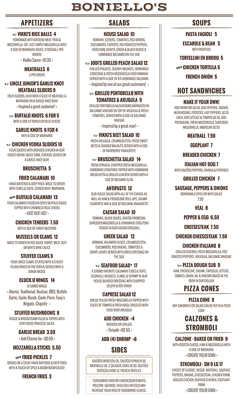 Menu Boniellos