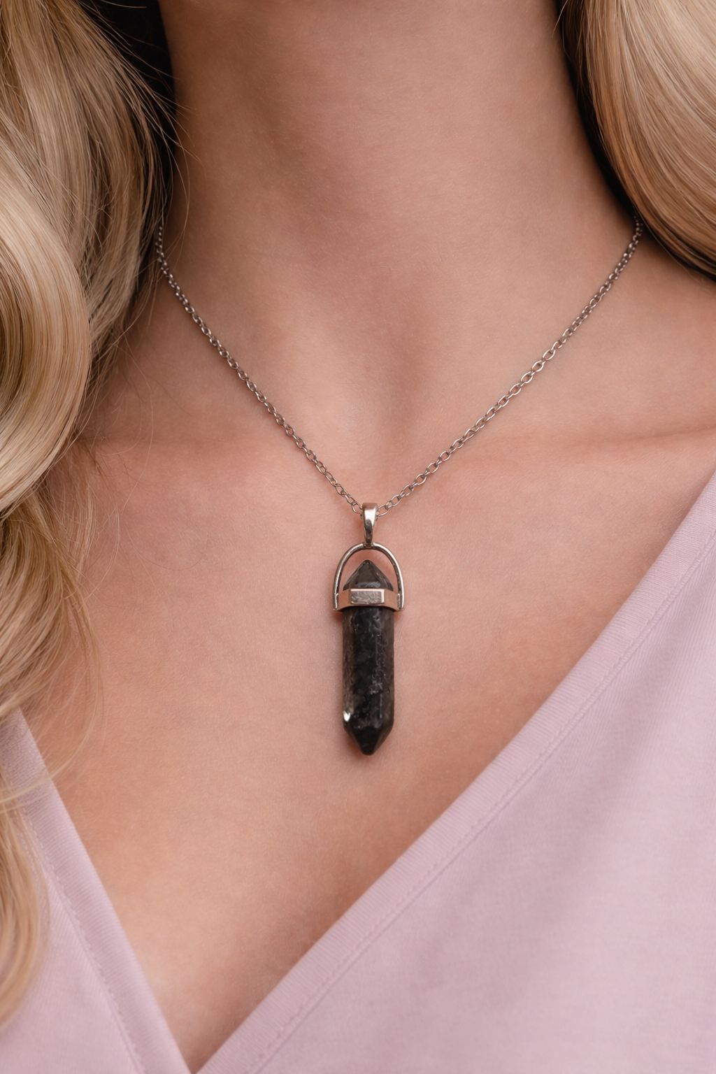 Larvikite Crystal Point Necklace
