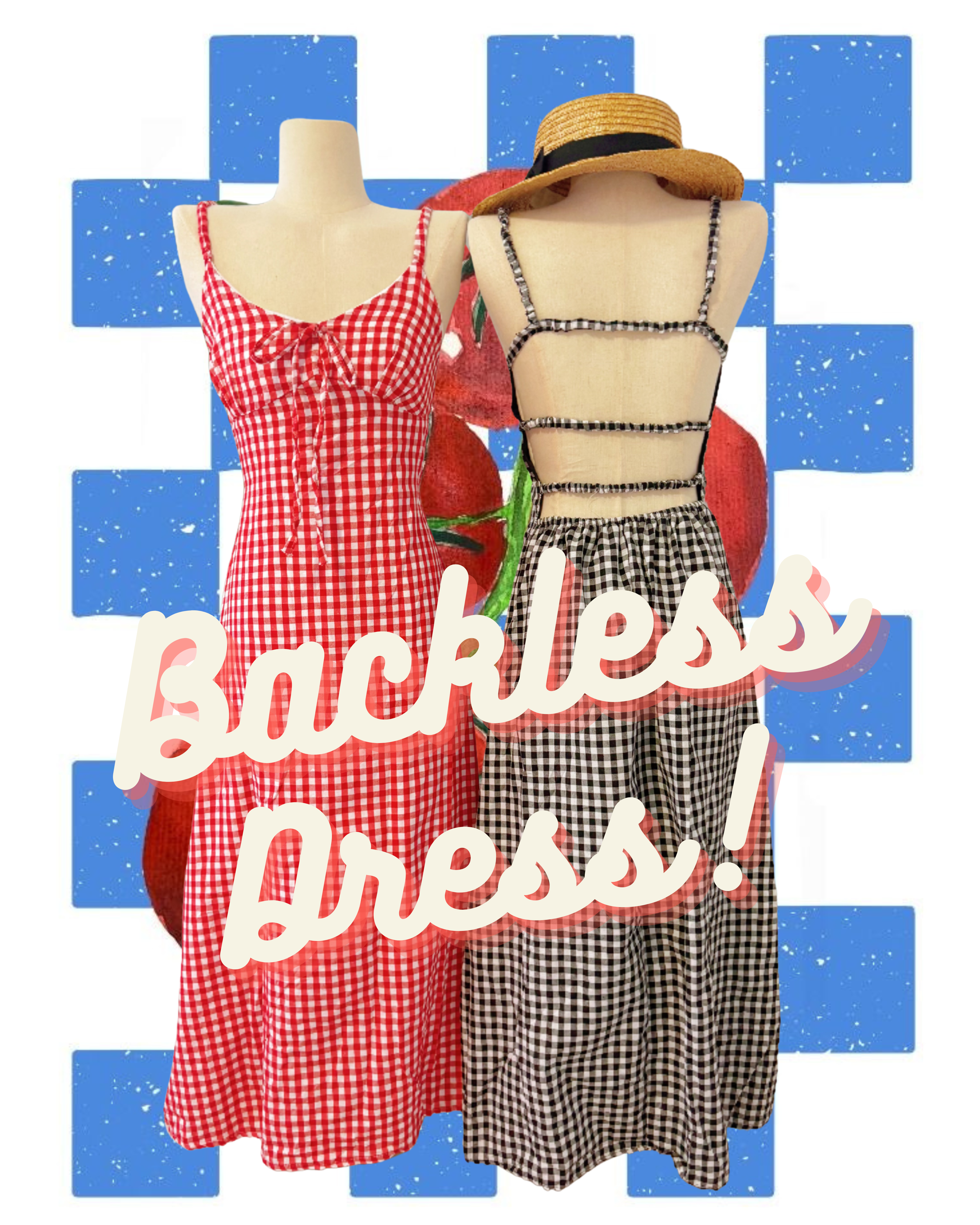Checkered Backless Dress