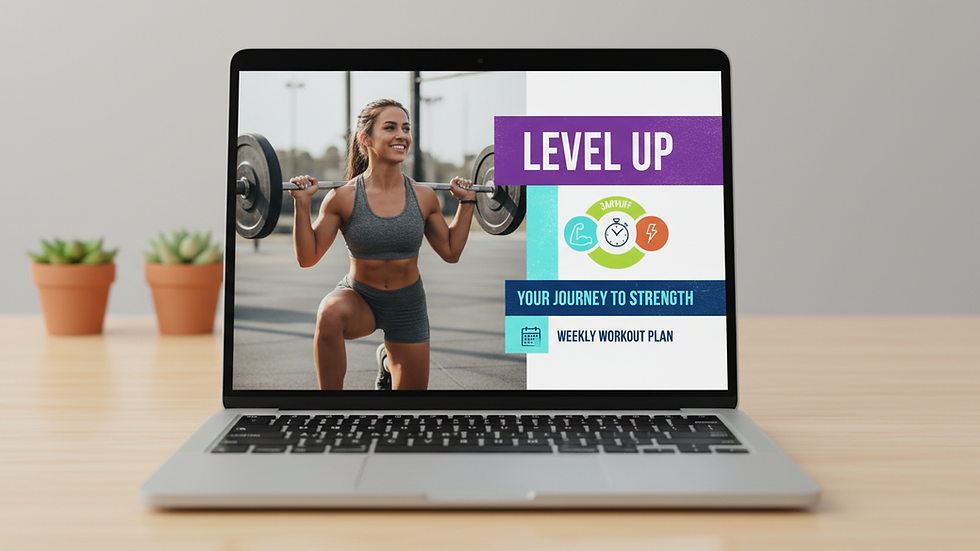 Eye-level view of a laptop showing a fitness coaching session