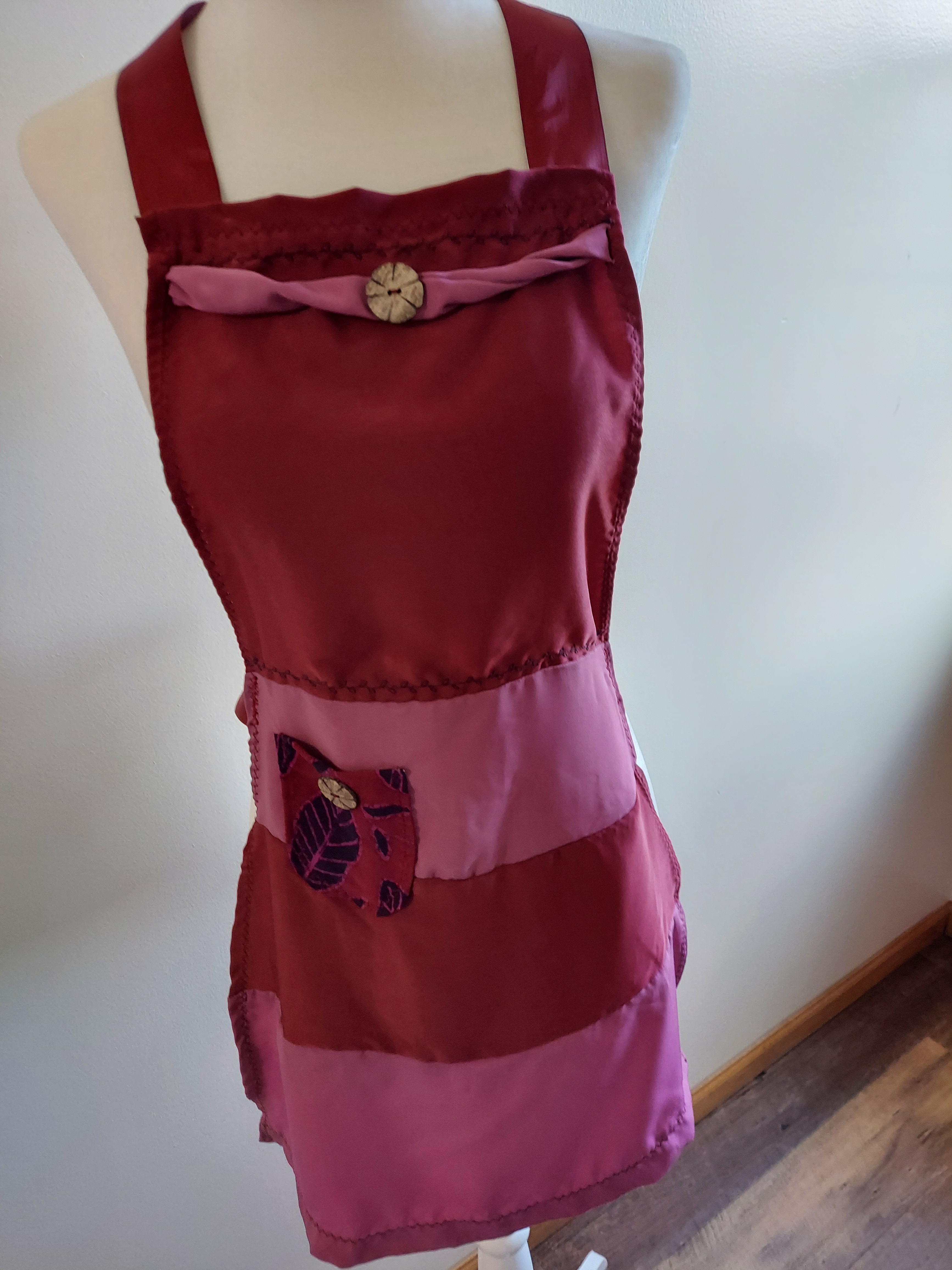 Burgundy and Mauve Apron