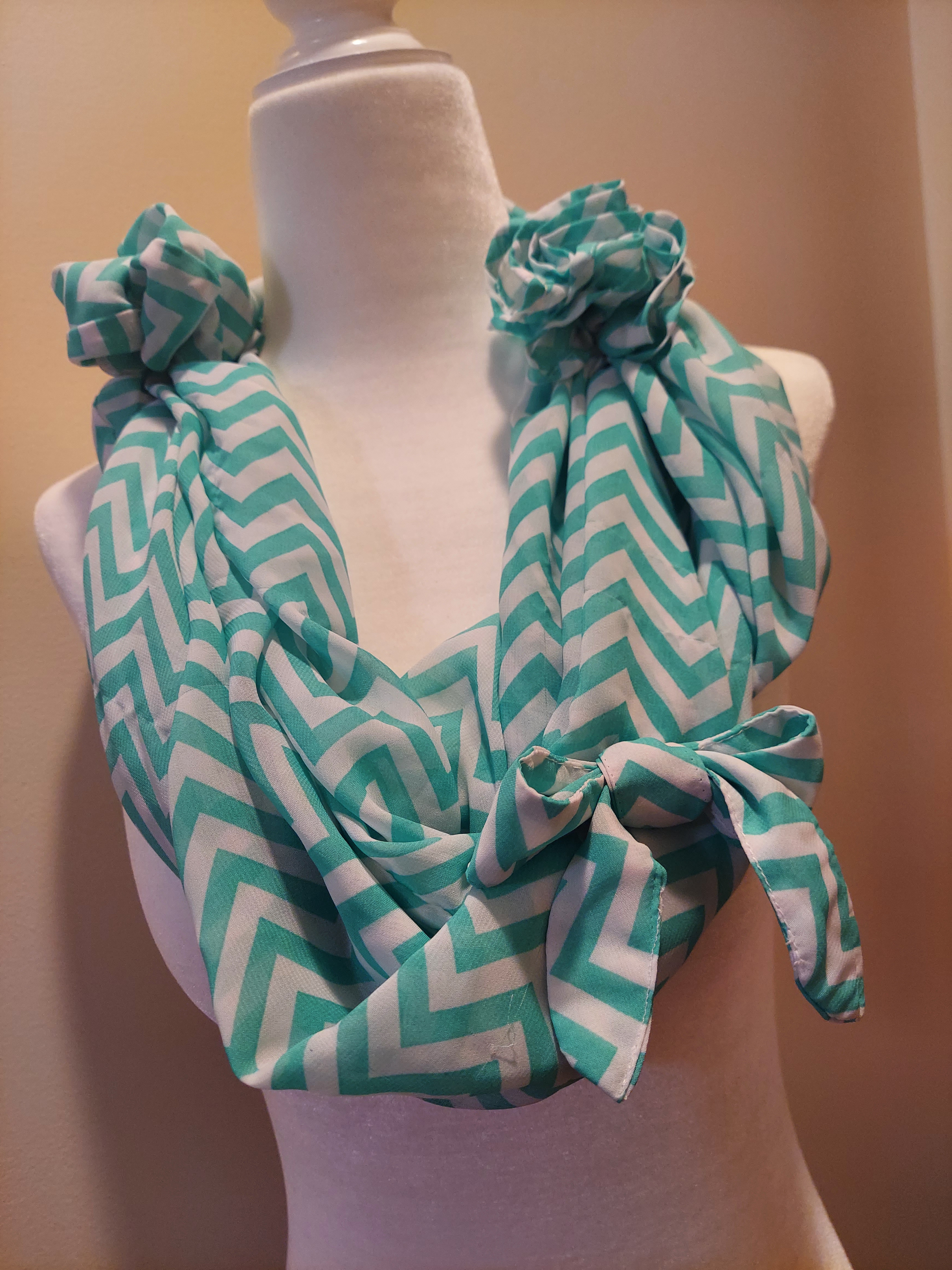 Aqua Chevron Fashion Scarf
