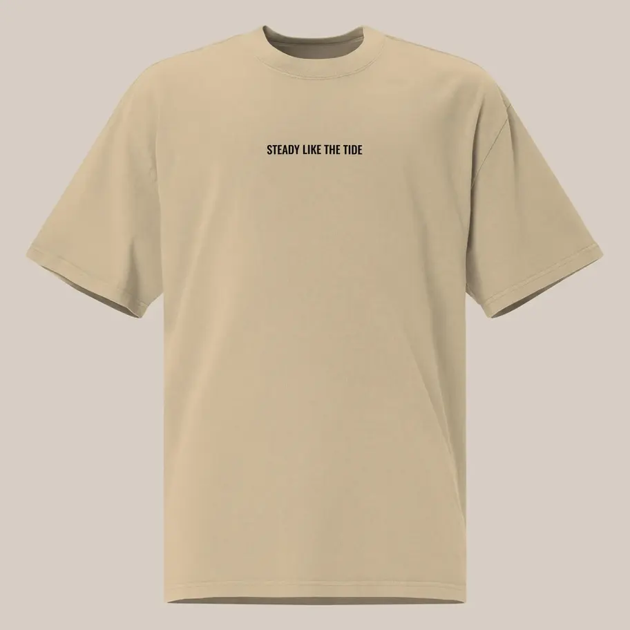faded khaki over sized t-shirt front view