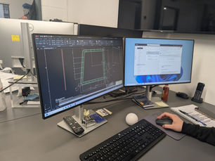 AutoCAD model of a custom plastic enclosure being prepared for fabrication