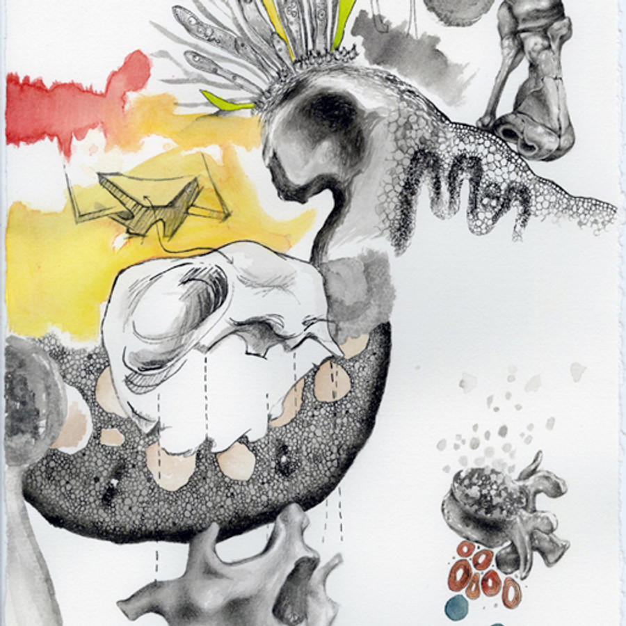 Lung field — ink and gesso, 2023