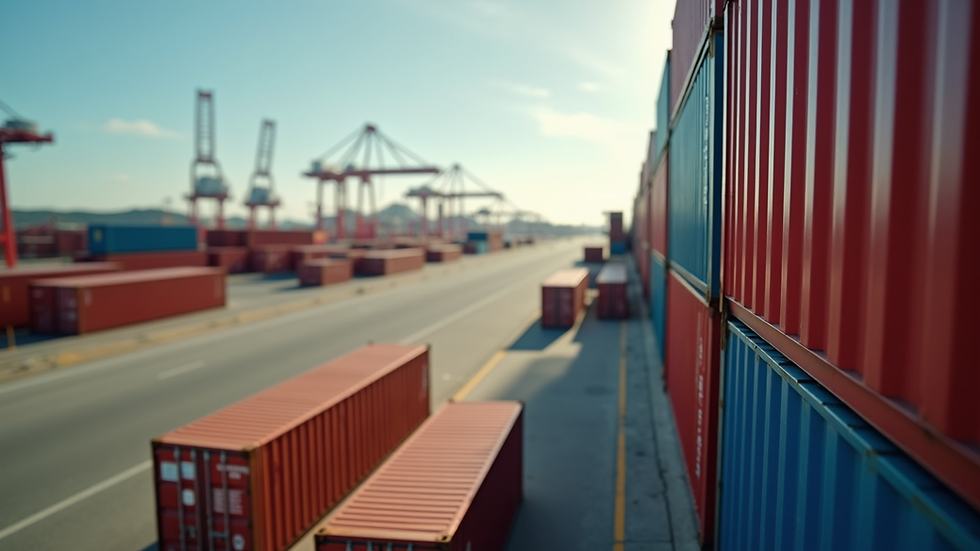 Close-up view of cargo containers at a port in Santa Catarina