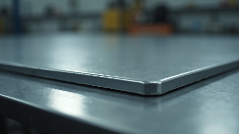 Plano detalle de piezas metálicas galvanizadas con acabado uniforme