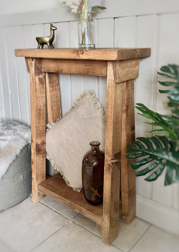Farmhouse Style Console Table with Angled Legs and Lower Shelf | Love ...