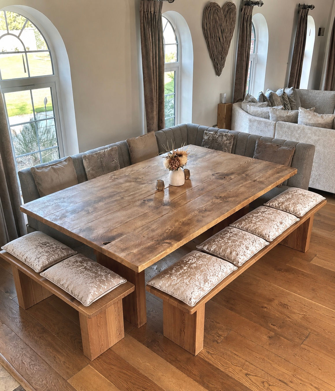 The Gather Dining Table – Handcrafted Rustic Dining Table with Optional Benches