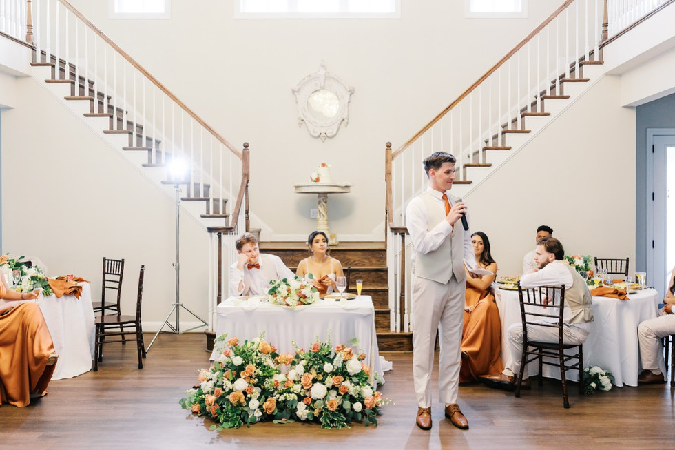 14. Groom giving speech during Antebellum of New Kent wedding reception