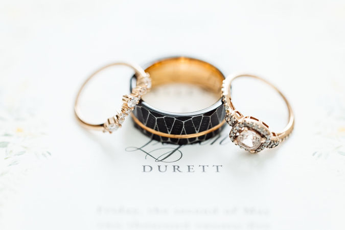 5. Trio of wedding rings on custom engraving “DURETT”