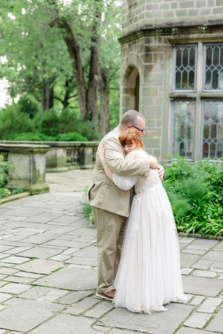 	15.	Bride and groom slow dancing on garden path at Virginia House