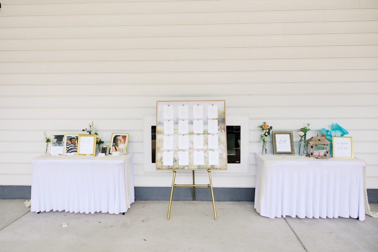60. Wedding guestbook and card table at Antebellum of New Kent reception