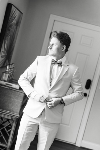 12. Black and white groom portrait before wedding ceremony in Virginia