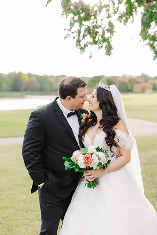 4️⃣ Bride and groom smiling closely during sunset portraits — joyful wedding photo at The Dominion Club.