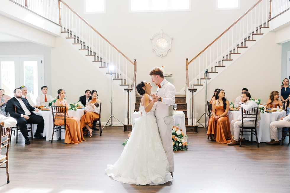 8. Bride and groom first dance at Antebellum of New Kent wedding reception