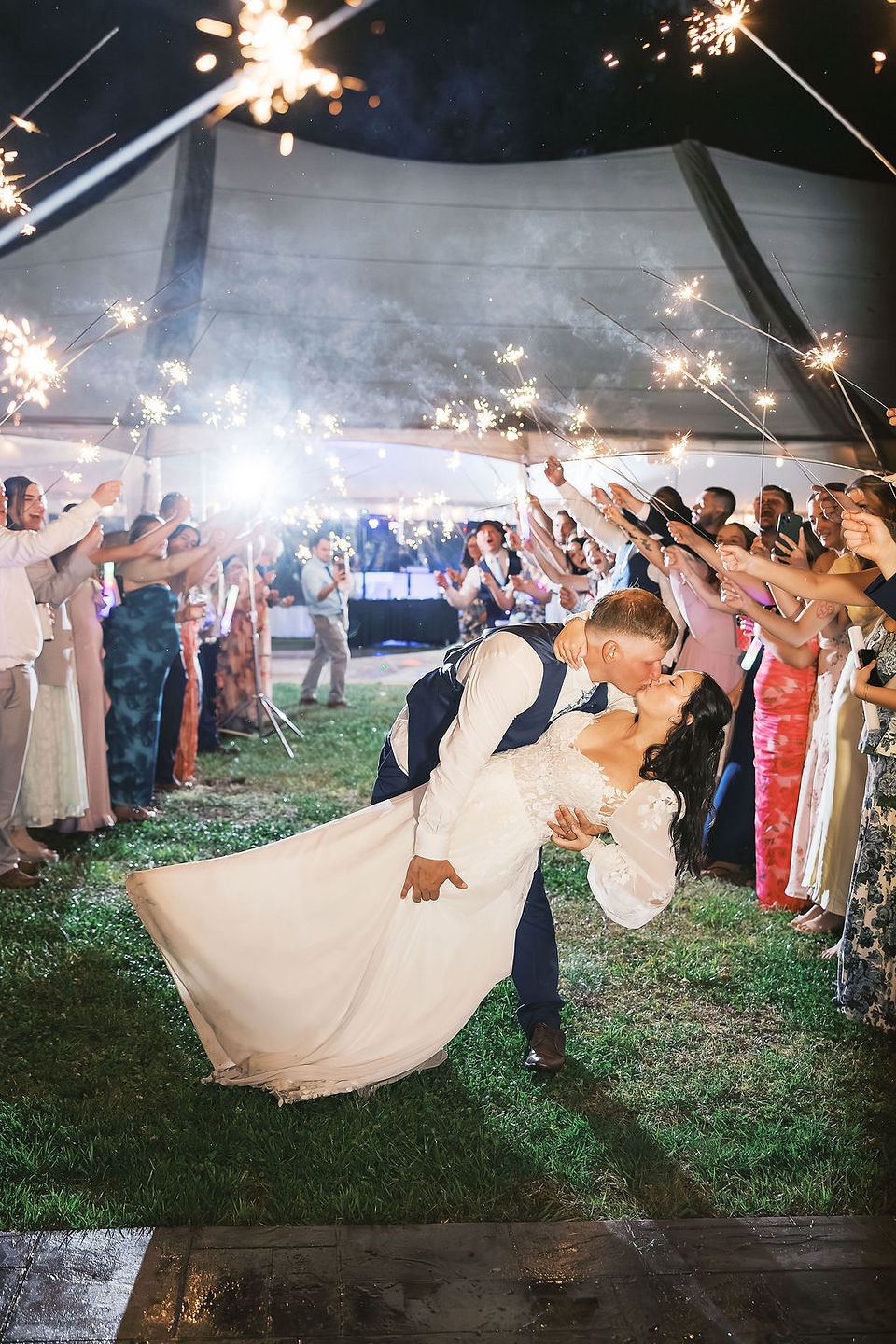 22. Sparkler grand exit at Virginia countryside wedding in Lunenburg