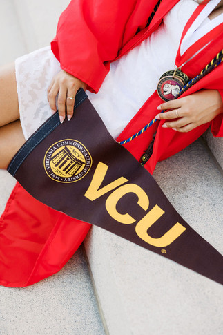 44. VCU pennant and graduation medals detail for Richmond senior photos