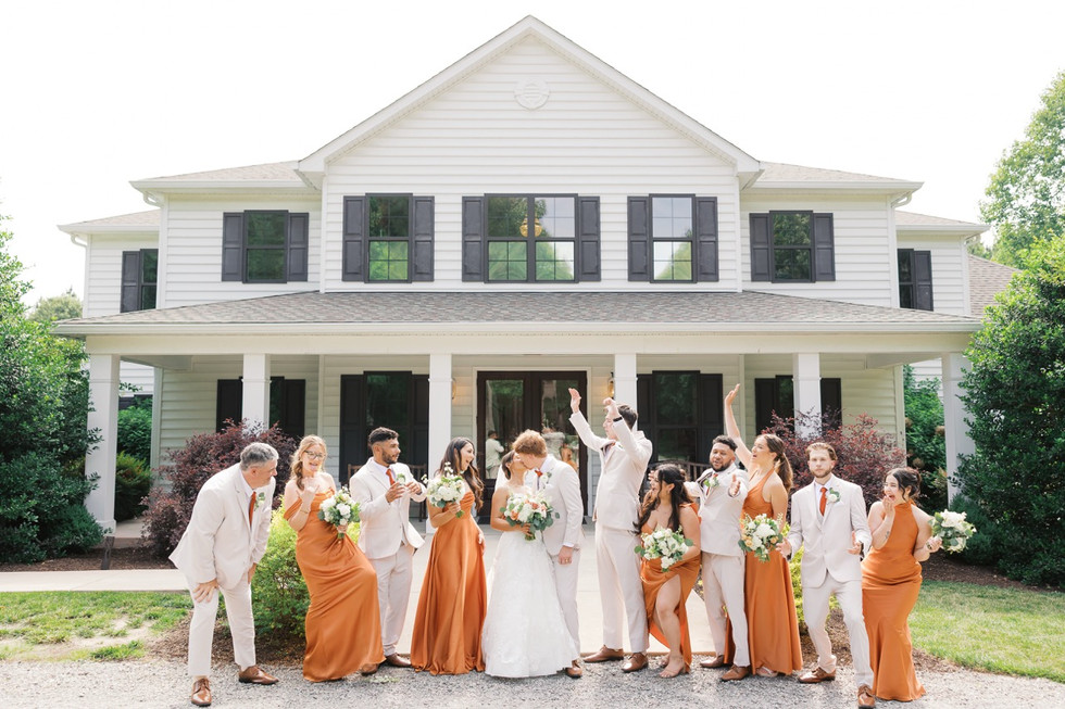 14. Bride and groom with wedding party at Antebellum of New Kent