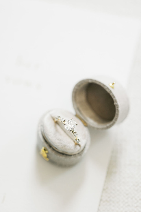 20. Wedding rings in round ring box for Virginia countryside wedding