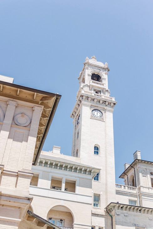 	3.	“Clock tower view of The Jefferson Hotel in Richmond, VA, captured during engagement session”