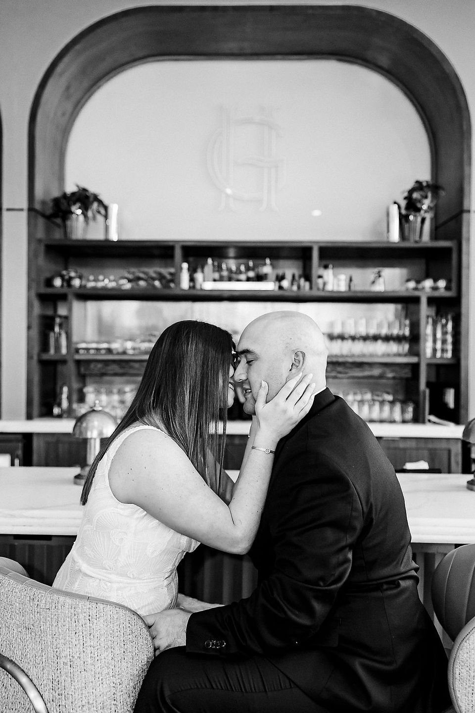 Bride and groom sharing a moment at a stylish Richmond venue.