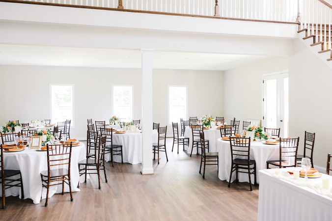 48. Wedding reception room at Antebellum of New Kent with champagne and copper details