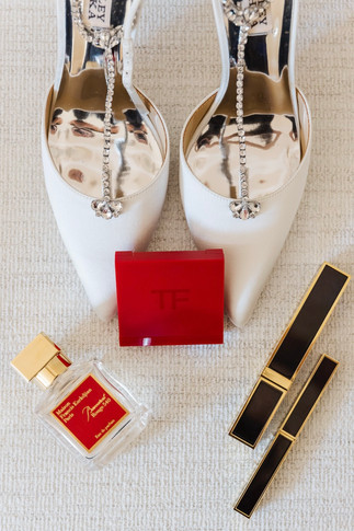 Detail shots of shoes, jewelry, and rings at Nyiela and Don’s wedding, taken by a Richmond Virginia wedding photographer.