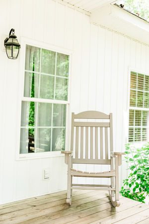 9. White porch with rocking chair at Virginia wedding venue