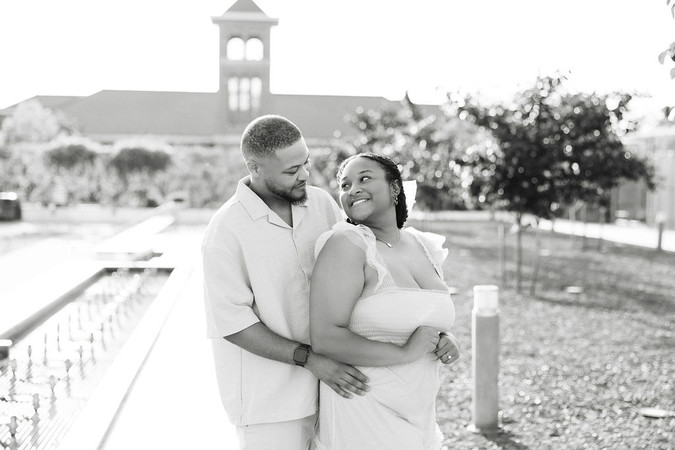10. Black and white engagement portrait of Sallie and Anthony