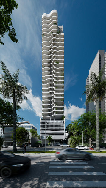 Renderização realista 3D, fachada, imagem 3d lançamento imobiliário