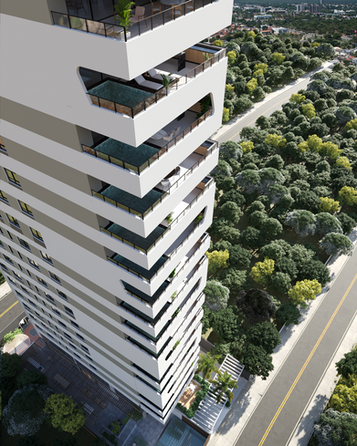 Renderização realista 3D, fachada, imagem 3d lançamento imobiliário