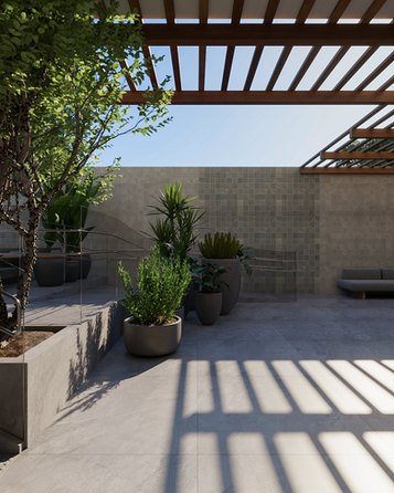 Renderização realista 3D, área de lazer, imagem 3d lançamento imobiliário