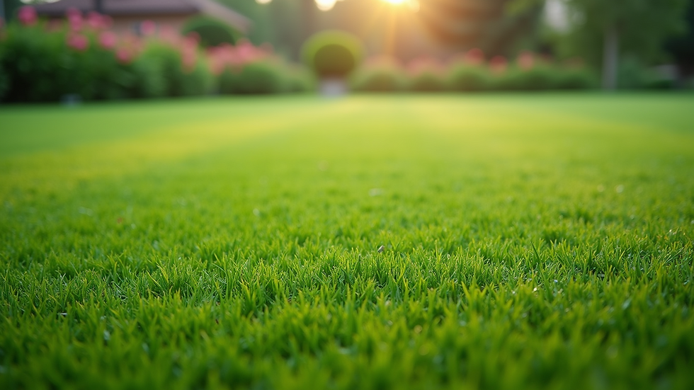 High angle view of a vibrant, manicured artificial grass lawn