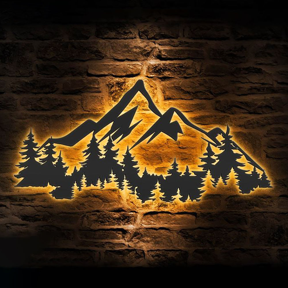 Wooden Wall Hanging With Led Light
