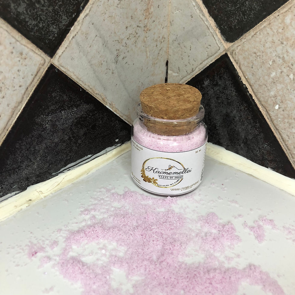 Μικρογραφία: BathBomb Powder Kaimemellei σε γυάλινο βάζο με φελλό & σε 32 αρώματα
