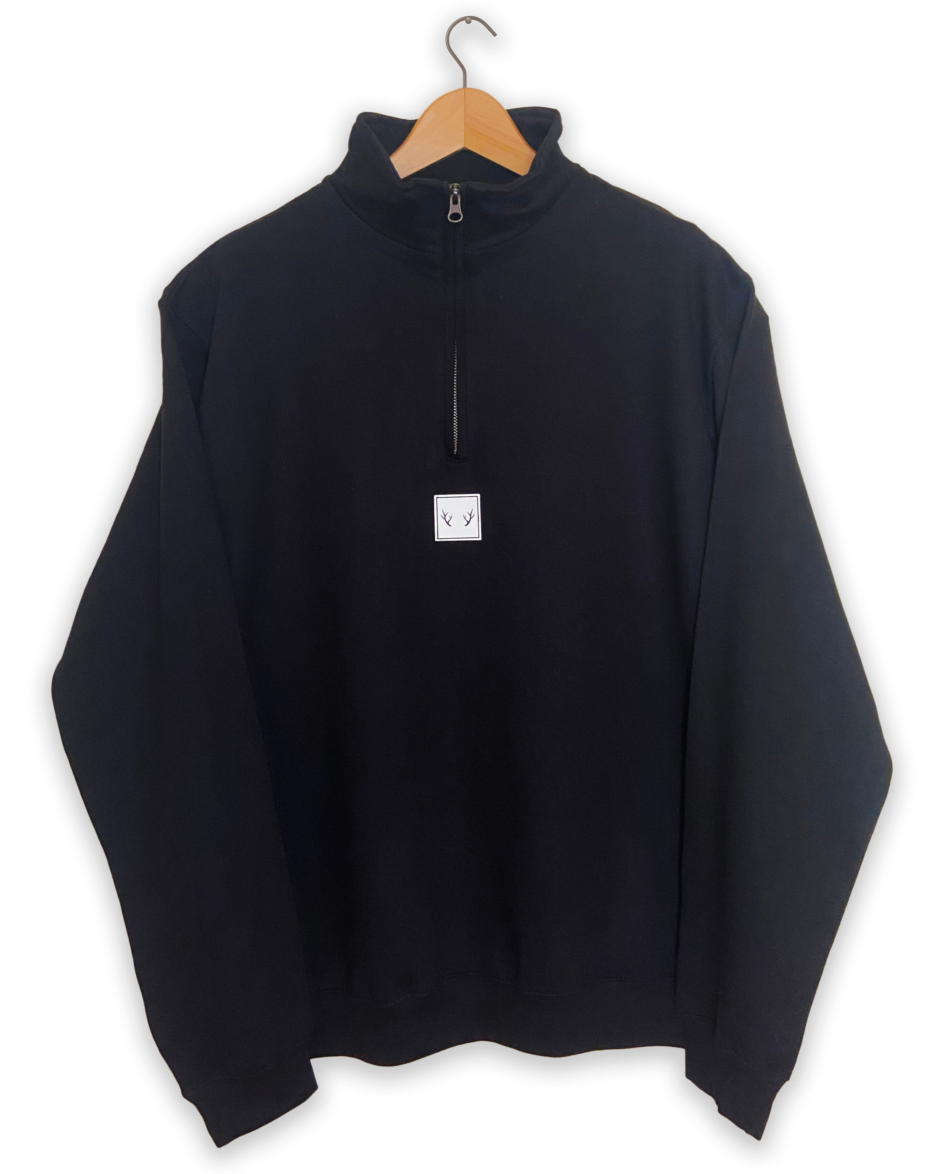 Black 1/4 Zip With Print on Back